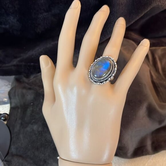 NWT GORGEOUS LABRADORITE 925 STERLING SILVER RING SZ 7 - Picture 7 of 11